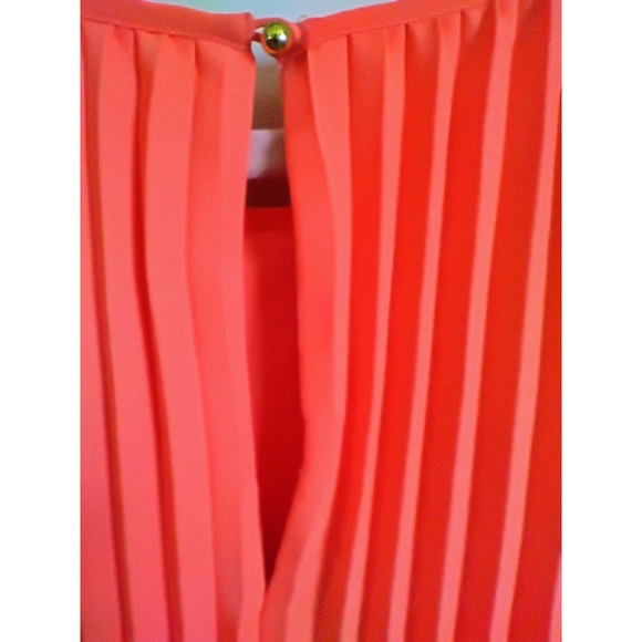 Banana Republic Coral Pleated Sleeveless Tie Waist Dress Women's Size 6 - Picture 3 of 7